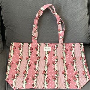 Sezane Pink Canvas Tote Bag with Floral Pattern
